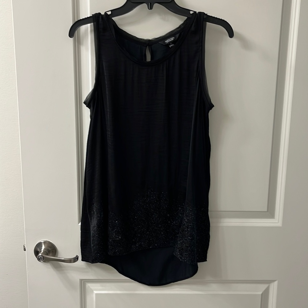 Simply Vera by Vera Wang Women’s Black Beaded Hi-Lo Tunic, Size M